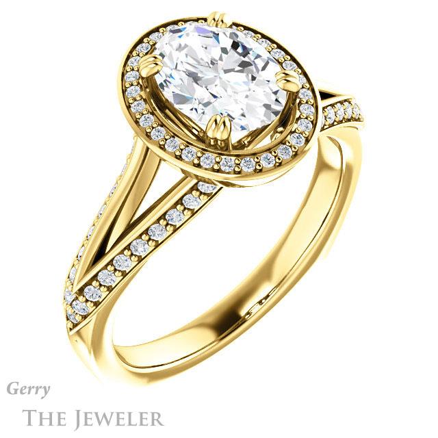 Oval Shaped Forever One Moissanite Engagement Ring #GTJ1221-oval-fo-y