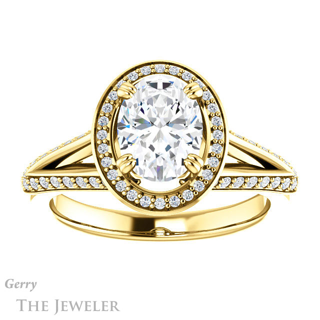 Oval Shaped Forever One Moissanite Engagement Ring #GTJ1221-oval-fo-y