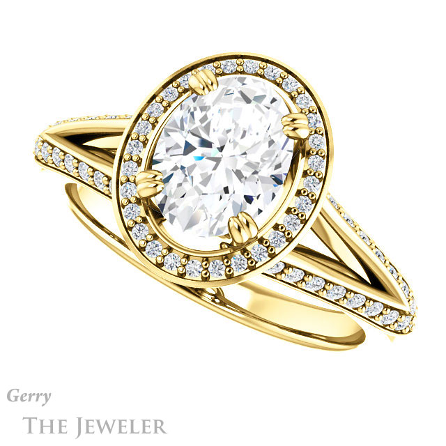 Oval Shaped Forever One Moissanite Engagement Ring #GTJ1221-oval-fo-y