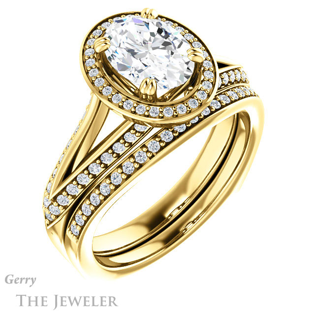Oval Shaped Forever One Moissanite Engagement Ring #GTJ1221-oval-fo-y