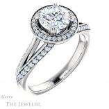 Round Cut Forever One Moissanite Engagement Ring #GTJ1221-round-fo-w