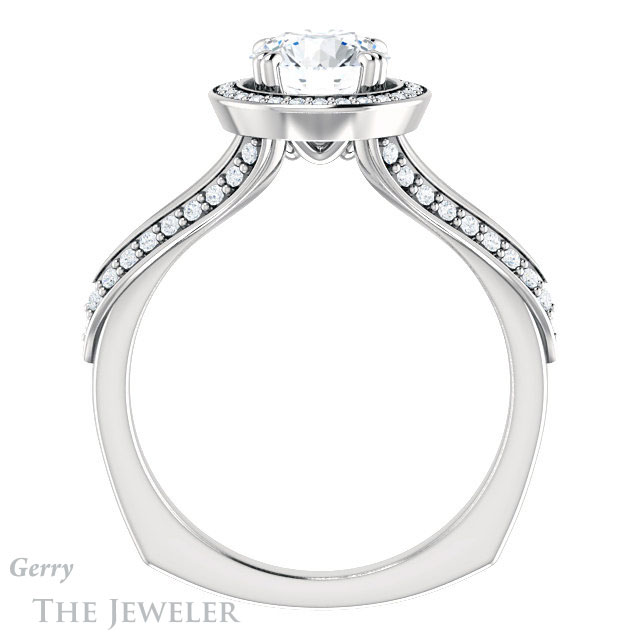 Round Cut Forever One Moissanite Engagement Ring #GTJ1221-round-fo-w