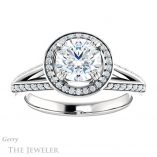 Round Cut Forever One Moissanite Engagement Ring #GTJ1221-round-fo-w