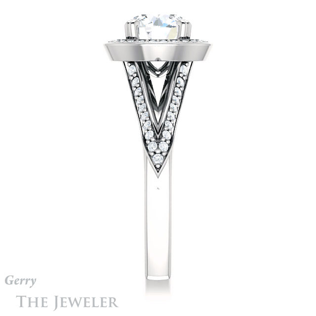 Round Cut Forever One Moissanite Engagement Ring #GTJ1221-round-fo-w