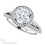 Round Cut Forever One Moissanite Engagement Ring #GTJ1221-round-fo-w