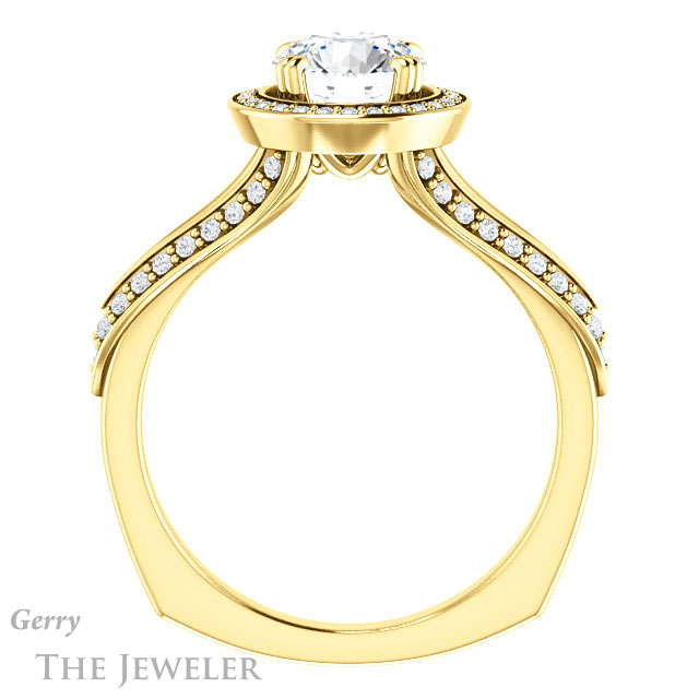 Round Cut Forever One Moissanite Engagement Ring #GTJ1221-round-fo-y
