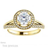 Round Cut Forever One Moissanite Engagement Ring #GTJ1221-round-fo-y