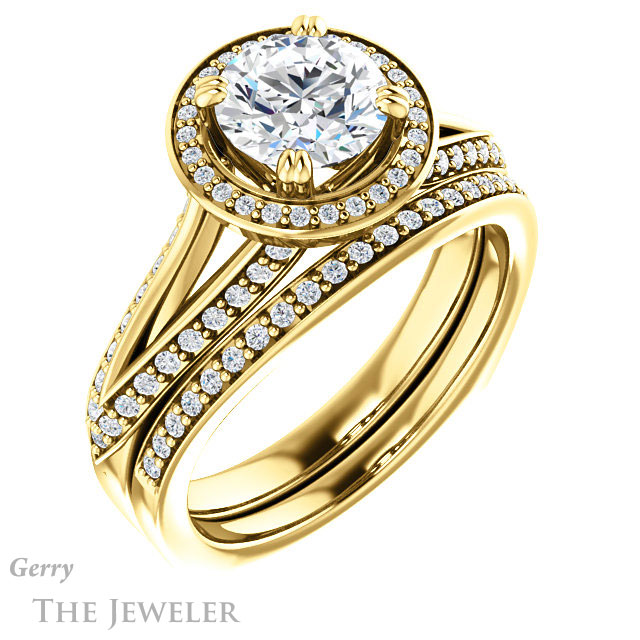 Round Cut Forever One Moissanite Engagement Ring #GTJ1221-round-fo-y