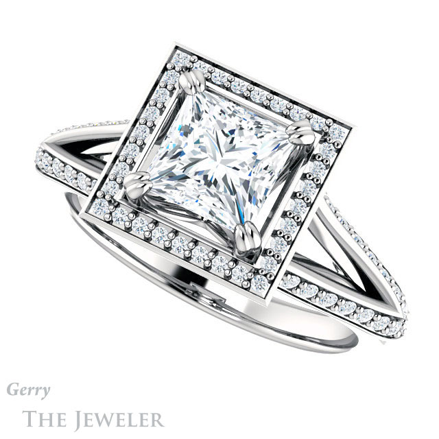 Princess Cut Forever One Moissanite Engagement Ring #GTJ1221-square-fo-w