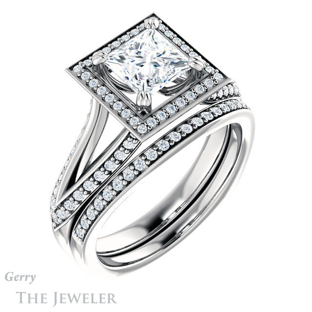 Princess Cut Forever One Moissanite Engagement Ring #GTJ1221-square-fo-w
