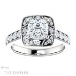 Cushion Cut Forever One Moissanite Engagement Ring #GTJ1222-cushion-fo-w
