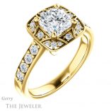 Cushion Cut Forever One Moissanite Engagement Ring #GTJ1222-cushion-fo-y