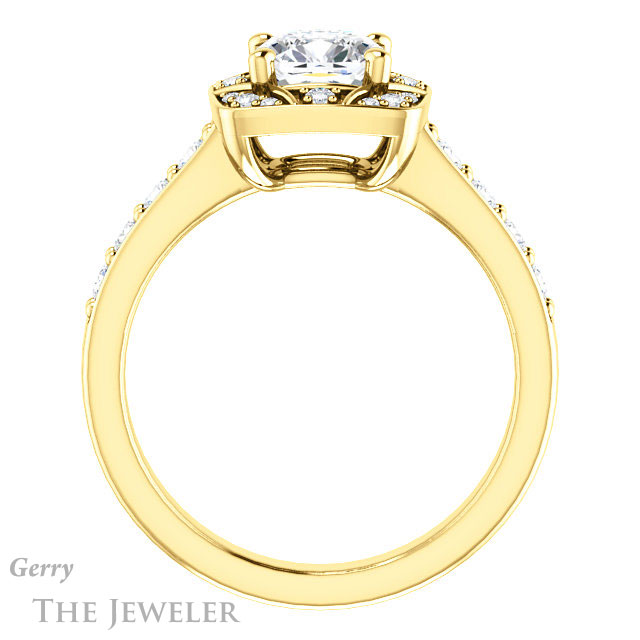 Cushion Cut Forever One Moissanite Engagement Ring #GTJ1222-cushion-fo-y