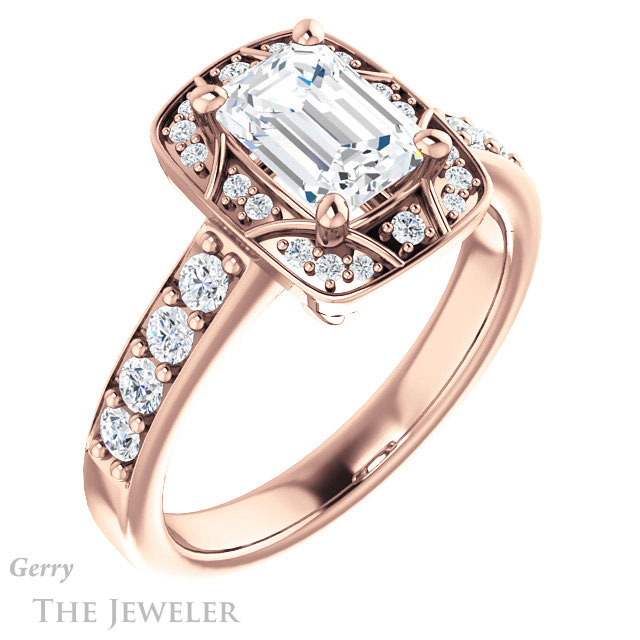 Emerald Cut Forever Brilliant Moissanite Engagement Ring #GTJ1222-emerald-fb-r
