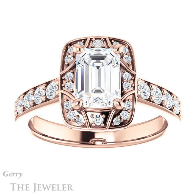 Emerald Cut Forever Brilliant Moissanite Engagement Ring #GTJ1222-emerald-fb-r