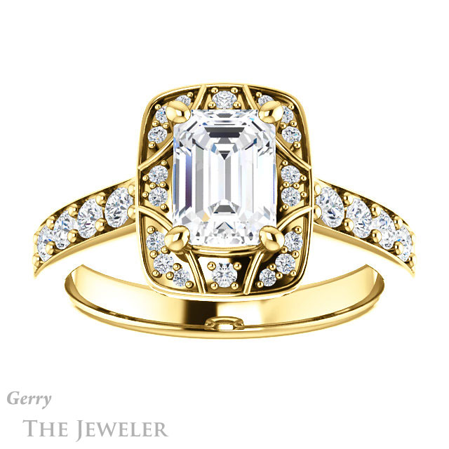 Emerald Cut Forever Brilliant Moissanite Engagement Ring #GTJ1222-emerald-fb-y