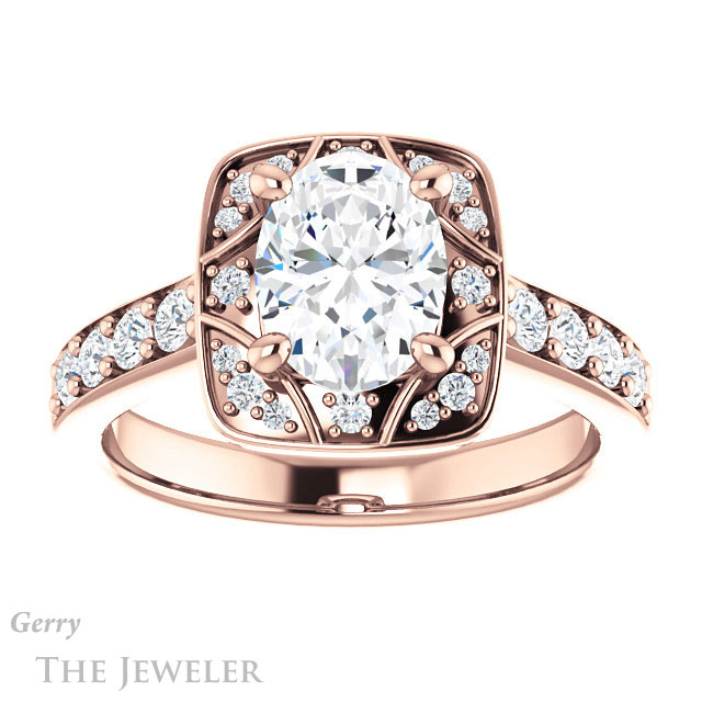 Oval Shaped Forever One Moissanite Engagement Ring #GTJ1222-oval-fo-r