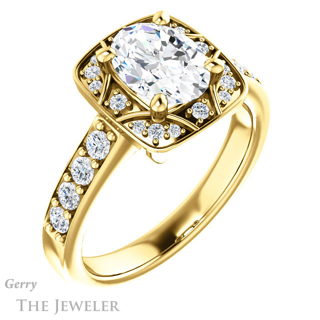 Oval Shaped Forever One Moissanite Engagement Ring #GTJ1222-oval-fo-y