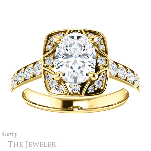 Oval Shaped Forever One Moissanite Engagement Ring #GTJ1222-oval-fo-y