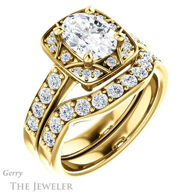 Oval Shaped Forever One Moissanite Engagement Ring #GTJ1222-oval-fo-y