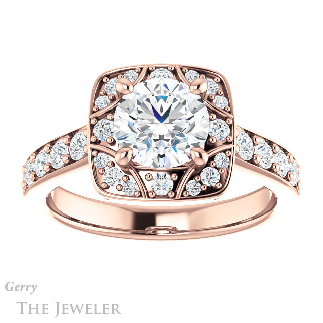 Round Cut Forever One Moissanite Engagement Ring #GTJ1222-round-fo-r