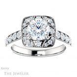 Round Cut Forever One Moissanite Engagement Ring #GTJ1222-round-fo-w