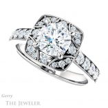 Round Cut Forever One Moissanite Engagement Ring #GTJ1222-round-fo-w