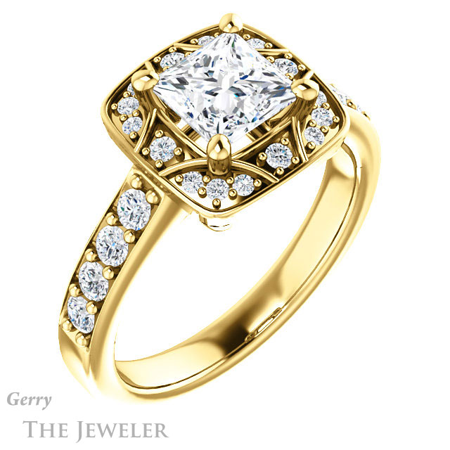 Princess Cut Forever One Moissanite Engagement Ring #GTJ1222-square-fo-y