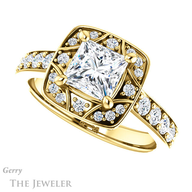 Princess Cut Forever One Moissanite Engagement Ring #GTJ1222-square-fo-y