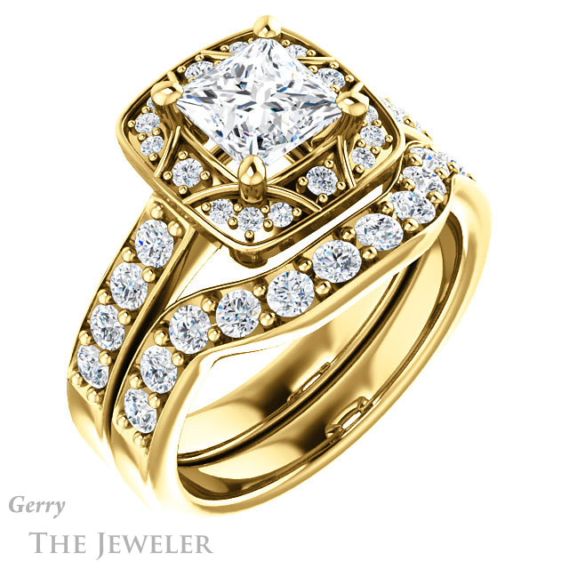Princess Cut Forever One Moissanite Engagement Ring #GTJ1222-square-fo-y