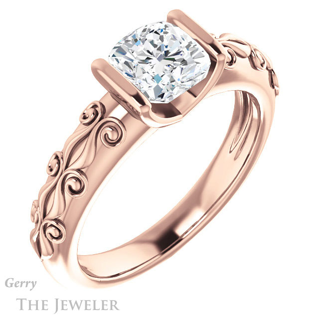 Cushion Cut Forever One Moissanite Engagement Ring #GTJ1223-cushion-fo-r | Gerry The Jeweler Cushion Cut Forever One Moissanite Engagement Ring #GTJ1223-cushion-fo-r