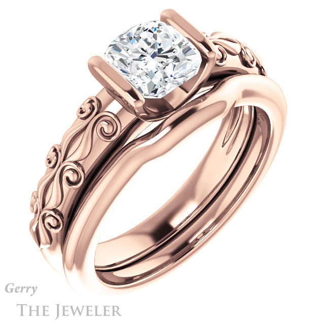 Cushion Cut Forever One Moissanite Engagement Ring #GTJ1223-cushion-fo-r | Gerry The Jeweler Cushion Cut Forever One Moissanite Engagement Ring #GTJ1223-cushion-fo-r