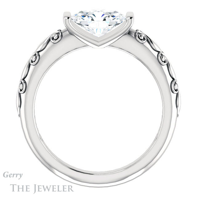 Oval Shaped Forever One Moissanite Engagement Ring #GTJ1223-oval-fo-w | Gerry The Jeweler Oval Shaped Forever One Moissanite Engagement Ring #GTJ1223-oval-fo-w