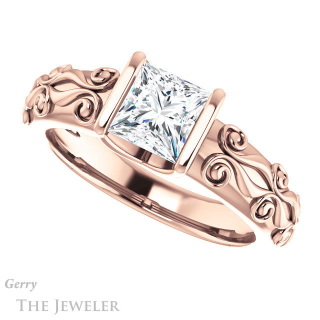 Princess Cut Forever One Moissanite Engagement Ring #GTJ1223-square-fo-r | Gerry The Jeweler Princess Cut Forever One Moissanite Engagement Ring #GTJ1223-square-fo-r