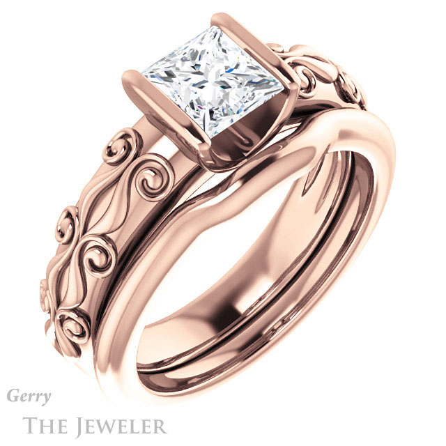 Princess Cut Forever One Moissanite Engagement Ring #GTJ1223-square-fo-r | Gerry The Jeweler Princess Cut Forever One Moissanite Engagement Ring #GTJ1223-square-fo-r