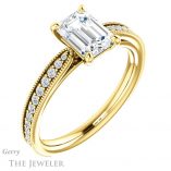 Emerald Cut Forever One Moissanite Engagement Ring #GTJ1224-emerald-fb-y 4 Emerald Cut Forever Brilliant Moissanite Engagement Ring #GTJ1224-emerald-fb-y