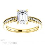 Emerald Cut Forever One Moissanite Engagement Ring #GTJ1224-emerald-fb-y 1 Emerald Cut Forever Brilliant Moissanite Engagement Ring #GTJ1224-emerald-fb-y