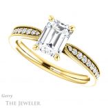 Emerald Cut Forever One Moissanite Engagement Ring #GTJ1224-emerald-fb-y 5 Emerald Cut Forever Brilliant Moissanite Engagement Ring #GTJ1224-emerald-fb-y