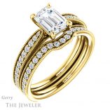 Emerald Cut Forever One Moissanite Engagement Ring #GTJ1224-emerald-fb-y 6 Emerald Cut Forever Brilliant Moissanite Engagement Ring #GTJ1224-emerald-fb-y