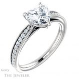 Heart Shaped Forever One Moissanite Engagement Ring #GTJ1224-heart-fb-w 4 Heart Shaped Forever Brilliant Moissanite Engagement Ring #GTJ1224-heart-fb-w