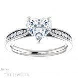 Heart Shaped Forever One Moissanite Engagement Ring #GTJ1224-heart-fb-w 1 Heart Shaped Forever Brilliant Moissanite Engagement Ring #GTJ1224-heart-fb-w