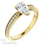 Pear Shaped Forever One Moissanite Engagement Ring #GTJ1224-pear-fb-y 4 Pear Shaped Forever Brilliant Moissanite Engagement Ring #GTJ1224-pear-fb-y