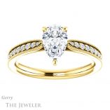 Pear Shaped Forever One Moissanite Engagement Ring #GTJ1224-pear-fb-y 1 Pear Shaped Forever Brilliant Moissanite Engagement Ring #GTJ1224-pear-fb-y