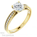 Round Cut Forever One Moissanite Engagement Ring #GTJ1224-round-fo-y