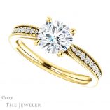 Round Cut Forever One Moissanite Engagement Ring #GTJ1224-round-fo-y