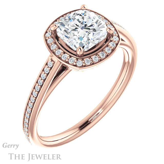 Cushion Cut Forever One Moissanite Engagement Ring #GTJ1225-cushion-fo-r