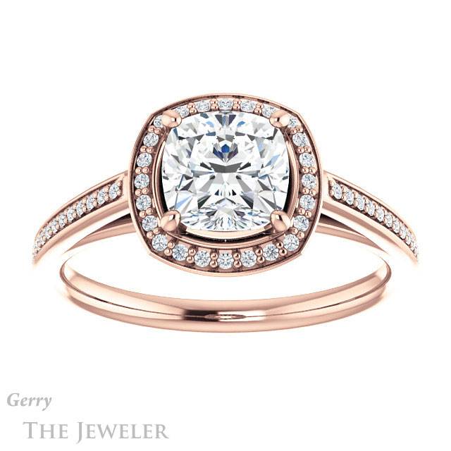 Cushion Cut Forever One Moissanite Engagement Ring #GTJ1225-cushion-fo-r