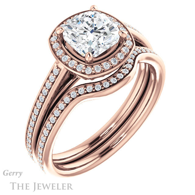 Cushion Cut Forever One Moissanite Engagement Ring #GTJ1225-cushion-fo-r