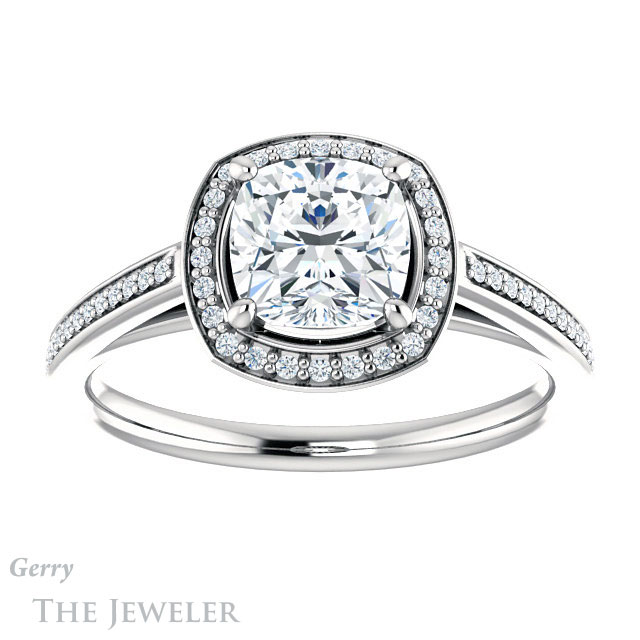 Cushion Cut Forever One Moissanite Engagement Ring #GTJ1225-cushion-fo-w