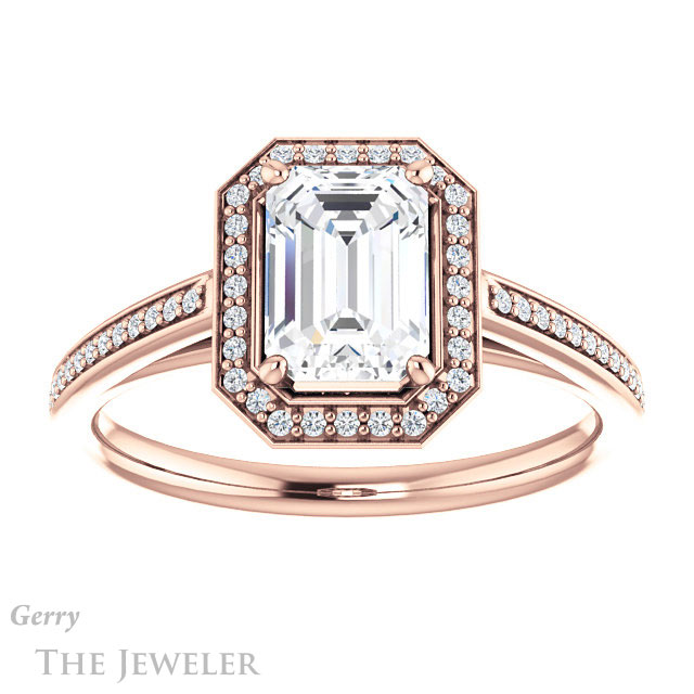 Emerald Cut Forever Brilliant Moissanite Engagement Ring #GTJ1225-emerald-fb-r